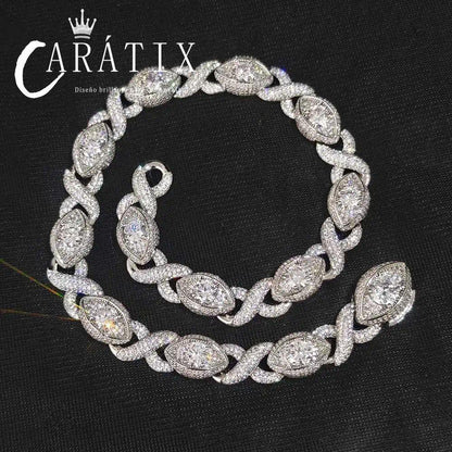 CARÁTIX 15mm Eye Shape Infinite Cuban Link Chain Necklace – Iced Out Hip Hop Bling Choker Jewelry for Women | Statement Gift - CaratixJewelry