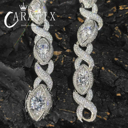 CARÁTIX 15mm Eye Shape Infinite Cuban Link Chain Necklace – Iced Out Hip Hop Bling Choker Jewelry for Women | Statement Gift - CaratixJewelry
