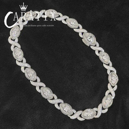 CARÁTIX 15mm Eye Shape Infinite Cuban Link Chain Necklace – Iced Out Hip Hop Bling Choker Jewelry for Women | Statement Gift - CaratixJewelry