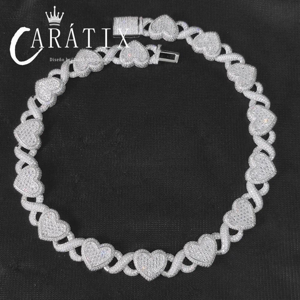 CARÁTIX 15MM Heart Choker Necklace – Custom Brass Cuban Link with Zirconia, Hip Hop Jewelry for Women & Men - CaratixJewelry