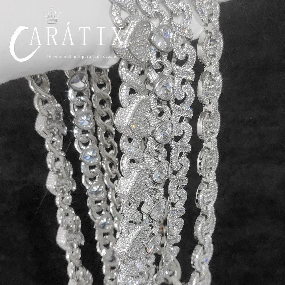 CARÁTIX 15MM Heart Choker Necklace – Custom Brass Cuban Link with Zirconia, Hip Hop Jewelry for Women & Men - CaratixJewelry