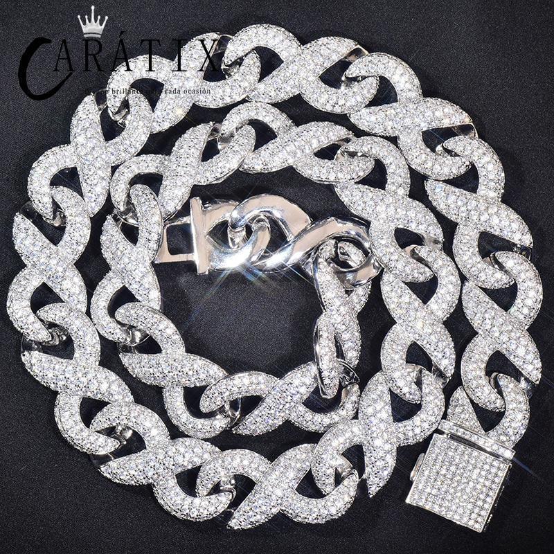 CARÁTIX – 15mm Hip Hop Infinity Round Cuban Link Chain Necklace | Iced Out CZ Bling Jewelry for Men & Women, Rapper Street Style - CaratixJewelry