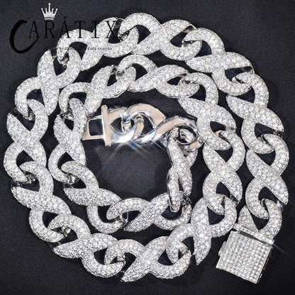 CARÁTIX – 15mm Hip Hop Infinity Round Cuban Link Chain Necklace | Iced Out CZ Bling Jewelry for Men & Women, Rapper Street Style - CaratixJewelry