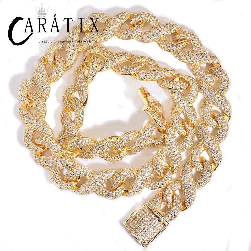 CARÁTIX – 15mm Hip Hop Infinity Round Cuban Link Chain Necklace | Iced Out CZ Bling Jewelry for Men & Women, Rapper Street Style - CaratixJewelry