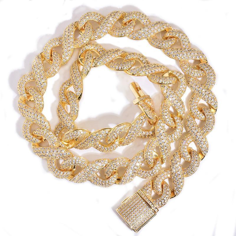 CARÁTIX – 15mm Hip Hop Infinity Round Cuban Link Chain Necklace | Iced Out CZ Bling Jewelry for Men & Women, Rapper Street Style - CaratixJewelry