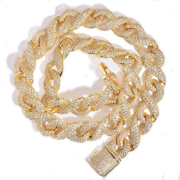 CARÁTIX – 15mm Hip Hop Infinity Round Cuban Link Chain Necklace | Iced Out CZ Bling Jewelry for Men & Women, Rapper Street Style - CaratixJewelry