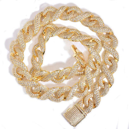 CARÁTIX – 15mm Hip Hop Infinity Round Cuban Link Chain Necklace | Iced Out CZ Bling Jewelry for Men & Women, Rapper Street Style - CaratixJewelry