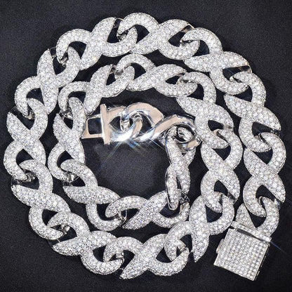 CARÁTIX – 15mm Hip Hop Infinity Round Cuban Link Chain Necklace | Iced Out CZ Bling Jewelry for Men & Women, Rapper Street Style - CaratixJewelry