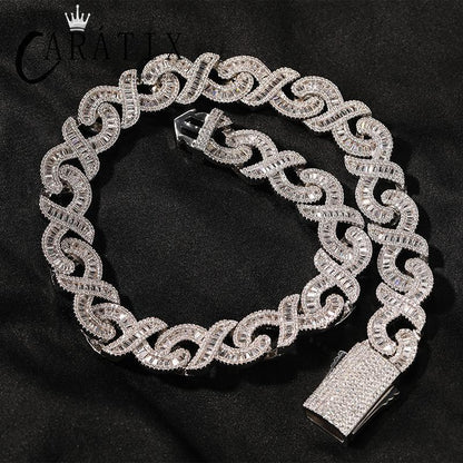 CARÁTIX 15mm Iced Out Cuban Link Chain Necklace – 3A+ CZ Round Infinity Hip Hop Bling Jewelry for Men | Rapper Gift - CaratixJewelry