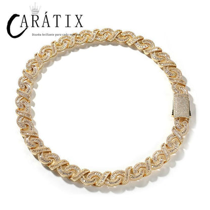 CARÁTIX 15mm Iced Out Cuban Link Chain Necklace – 3A+ CZ Round Infinity Hip Hop Bling Jewelry for Men | Rapper Gift - CaratixJewelry