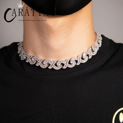 CARÁTIX 15mm Iced Out Cuban Link Chain Necklace – 3A+ CZ Round Infinity Hip Hop Bling Jewelry for Men | Rapper Gift - CaratixJewelry
