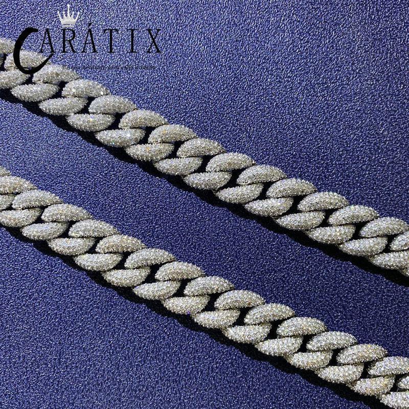 CARÁTIX 15mm Iced Out Cuban Link Chain Necklace – AAA CZ Round Curb Hip Hop Bling Jewelry for Men | Rapper Choker Gift - CaratixJewelry