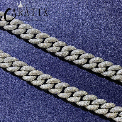 CARÁTIX 15mm Iced Out Cuban Link Chain Necklace – AAA CZ Round Curb Hip Hop Bling Jewelry for Men | Rapper Choker Gift - CaratixJewelry