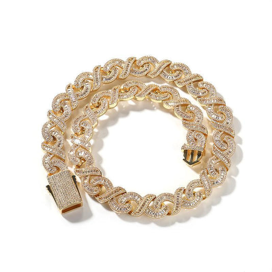 CARÁTIX 15mm Infinity Link Chain Necklace – 5A+ CZ Iced Out Hip Hop Bling Jewelry for Men | Gold & Silver Rapper Gift - CaratixJewelry