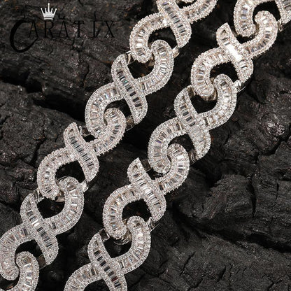 CARÁTIX 15mm Infinity Link Chain Necklace – 5A+ CZ Iced Out Hip Hop Bling Jewelry for Men | Gold & Silver Rapper Gift - CaratixJewelry