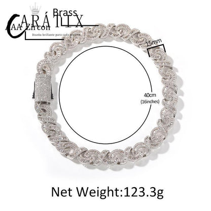 CARÁTIX 15mm Infinity Link Chain Necklace – 5A+ CZ Iced Out Hip Hop Bling Jewelry for Men | Gold & Silver Rapper Gift - CaratixJewelry