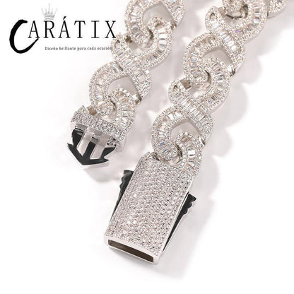 CARÁTIX 15mm Infinity Link Chain Necklace – 5A+ CZ Iced Out Hip Hop Bling Jewelry for Men | Gold & Silver Rapper Gift - CaratixJewelry