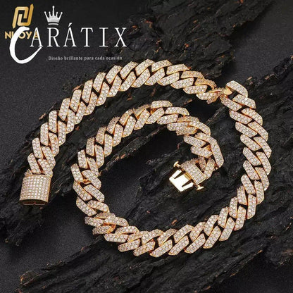 CARÁTIX – 15mm Miami Cuban Chain Necklace | Prong 5A CZ Bling Hip Hop Jewelry for Men & Women - CaratixJewelry