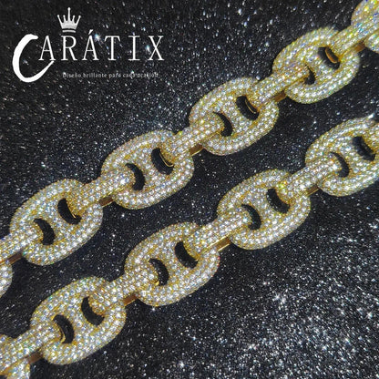 CARÁTIX – 15mm Pig Nose Cuban Link Chain Necklace | Iced Out CZ Bling Hip Hop Jewelry for Men & Women, Rapper Street Style - CaratixJewelry