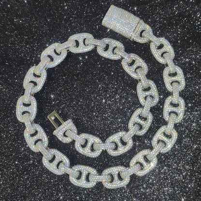 CARÁTIX – 15mm Pig Nose Cuban Link Chain Necklace | Iced Out CZ Bling Hip Hop Jewelry for Men & Women, Rapper Street Style - CaratixJewelry