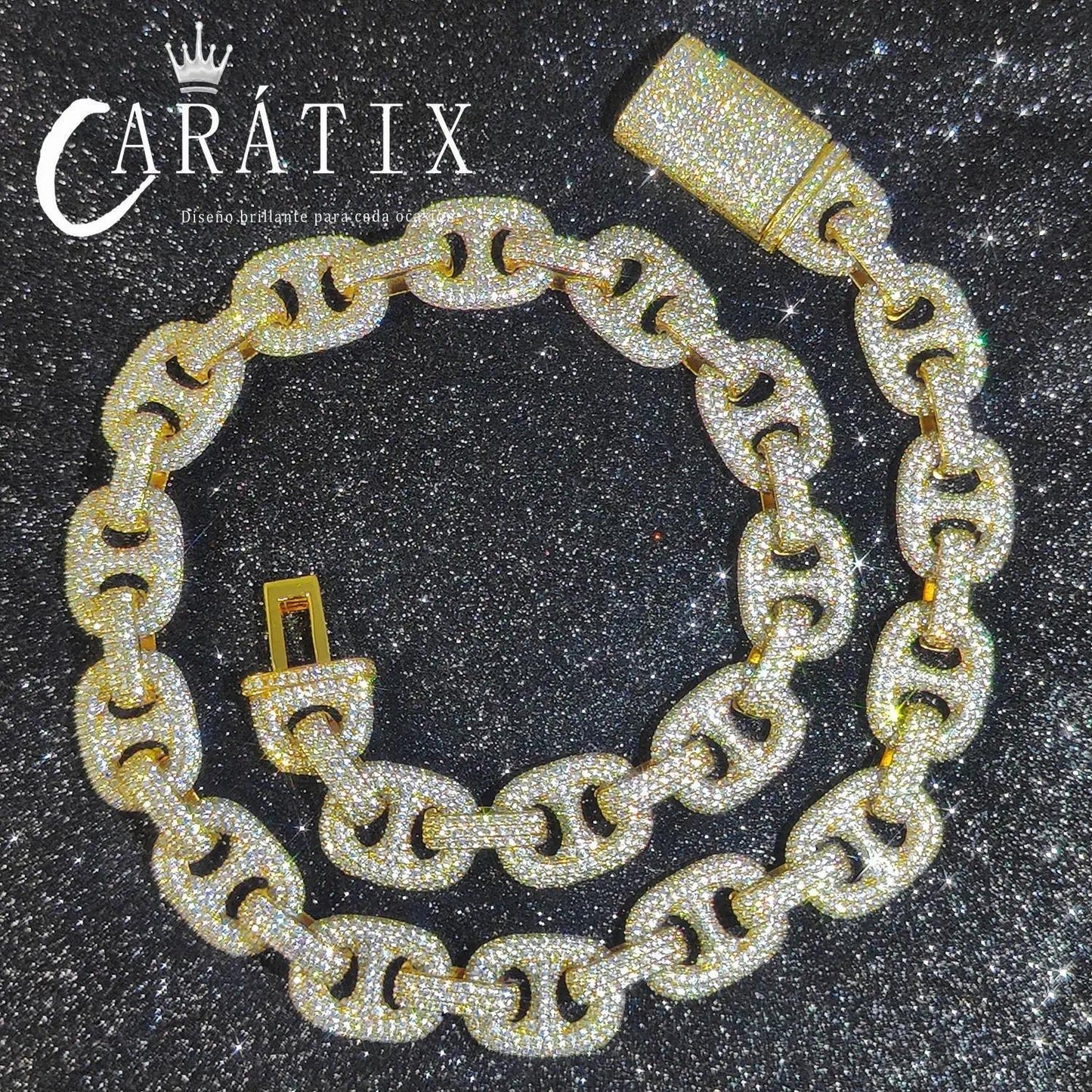 CARÁTIX – 15mm Pig Nose Cuban Link Chain Necklace | Iced Out CZ Bling Hip Hop Jewelry for Men & Women, Rapper Street Style - CaratixJewelry