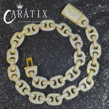 CARÁTIX – 15mm Pig Nose Cuban Link Chain Necklace | Iced Out CZ Bling Hip Hop Jewelry for Men & Women, Rapper Street Style - CaratixJewelry
