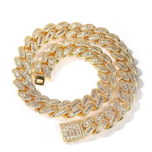 CARÁTIX 15mm Round Cuban Link Chain Necklace – Claw Setting 3A+ CZ Iced Out Hip Hop Bling Jewelry for Men | Miami Rapper Gift - CaratixJewelry