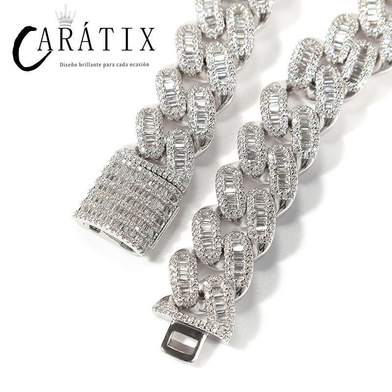 CARÁTIX 15mm Round Cuban Link Chain Necklace – Claw Setting 3A+ CZ Iced Out Hip Hop Bling Jewelry for Men | Miami Rapper Gift - CaratixJewelry