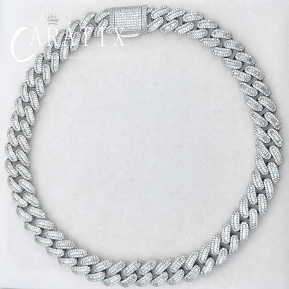 CARÁTIX 15mm White Cuban Link Chain Necklace – Rectangle CZ Iced Out Hip Hop Bling Jewelry for Men & Women | Luxury Gift - CaratixJewelry