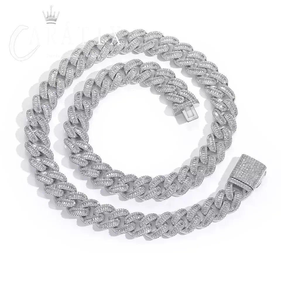 CARÁTIX 15mm White Cuban Link Chain Necklace – Rectangle CZ Iced Out Hip Hop Bling Jewelry for Men & Women | Luxury Gift - CaratixJewelry