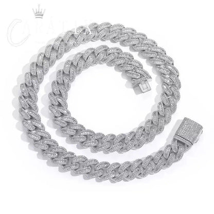 CARÁTIX 15mm White Cuban Link Chain Necklace – Rectangle CZ Iced Out Hip Hop Bling Jewelry for Men & Women | Luxury Gift - CaratixJewelry