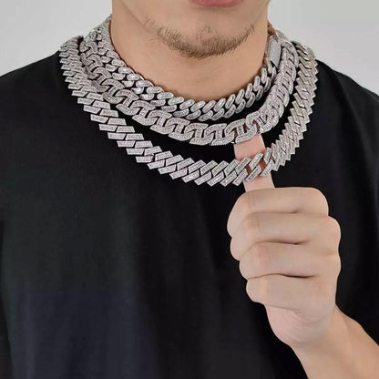 CARÁTIX 15mm White Cuban Link Chain Necklace – Rectangle CZ Iced Out Hip Hop Bling Jewelry for Men & Women | Luxury Gift - CaratixJewelry