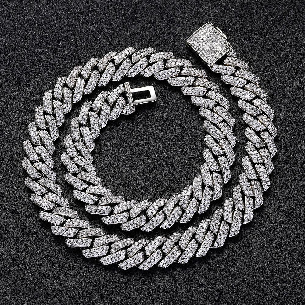 CARÁTIX 15mm White Plated Cuban Link Chain Necklace – Cubic Zirconia Iced Out Hip Hop Choker Jewelry for Men | Gift - CaratixJewelry