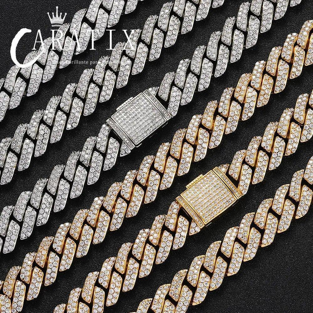 CARÁTIX 15mm White Plated Cuban Link Chain Necklace – Cubic Zirconia Iced Out Hip Hop Choker Jewelry for Men | Gift - CaratixJewelry