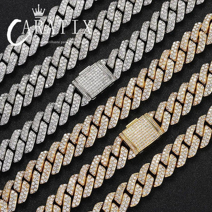 CARÁTIX 15mm White Plated Cuban Link Chain Necklace – Cubic Zirconia Iced Out Hip Hop Choker Jewelry for Men | Gift - CaratixJewelry