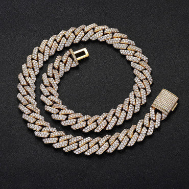 CARÁTIX 15mm White Plated Cuban Link Chain Necklace – Cubic Zirconia Iced Out Hip Hop Choker Jewelry for Men | Gift - CaratixJewelry