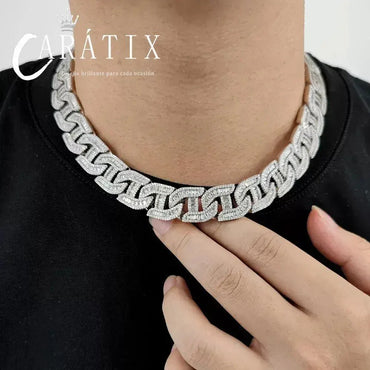 CARÁTIX – 16mm Bling Zircon Pig Nose Cuban Link Chain Necklace | Custom Hip Hop Jewelry for Men - CaratixJewelry