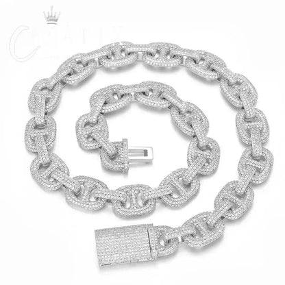 CARÁTIX 16mm Cuban Link Chain Necklace – CZ Iced Out Pig Nose Coffee Bean Hip Hop Jewelry for Women & Men | Gift - CaratixJewelry