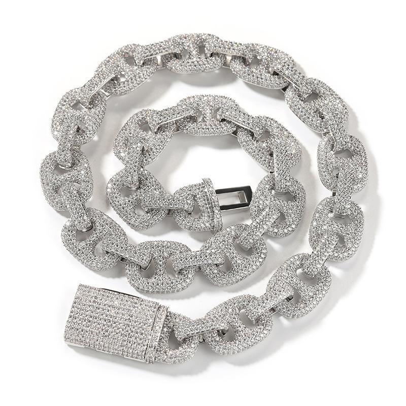 CARÁTIX – 16mm Wide Pig Nose Coffee Beans Link Chain Bracelet | 5A+ CZ Bling Iced Hip Hop Jewelry for Men - CaratixJewelry