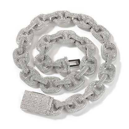 CARÁTIX – 16mm Wide Pig Nose Coffee Beans Link Chain Bracelet | 5A+ CZ Bling Iced Hip Hop Jewelry for Men - CaratixJewelry