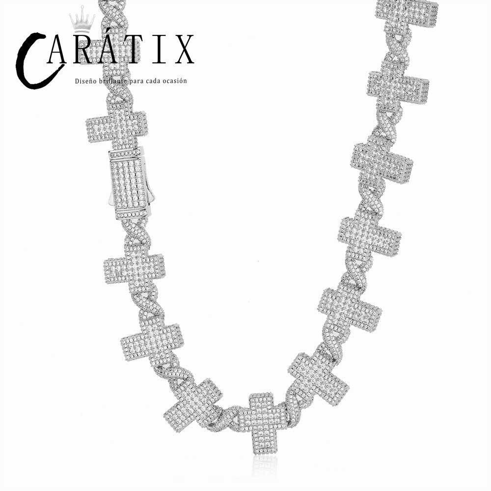 CARÁTIX – 17mm Infinity Cross Link Chain Necklace | Iced Out CZ Bling Hip Hop Jewelry for Men & Women, Rapper Street Style - CaratixJewelry