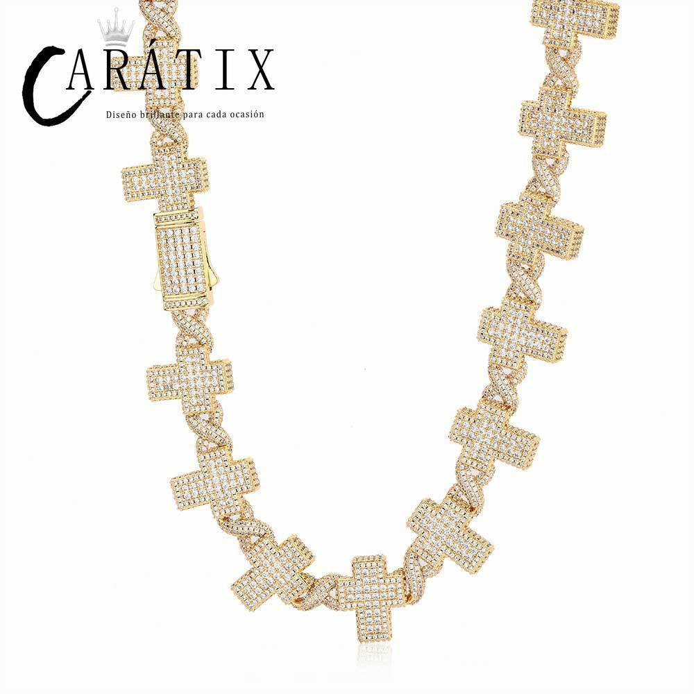 CARÁTIX – 17mm Infinity Cross Link Chain Necklace | Iced Out CZ Bling Hip Hop Jewelry for Men & Women, Rapper Street Style - CaratixJewelry