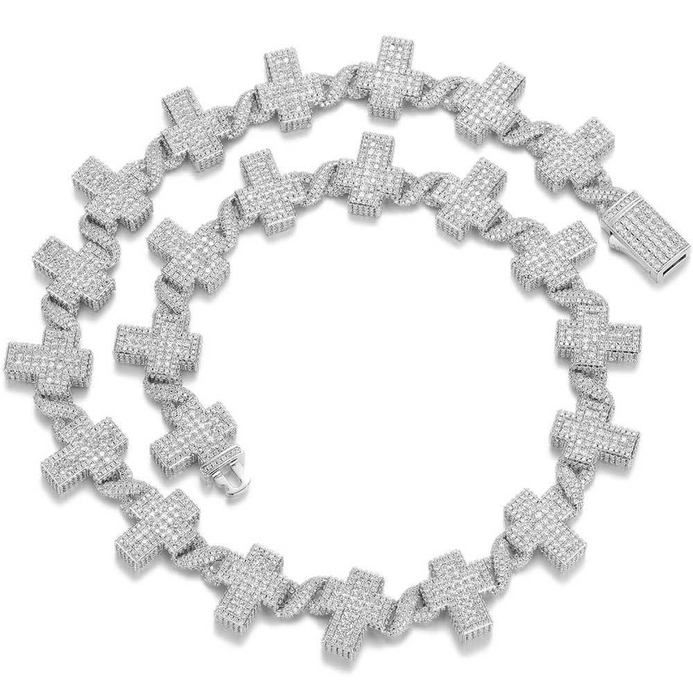 CARÁTIX – 17mm Infinity Cross Link Chain Necklace | Iced Out CZ Bling Hip Hop Jewelry for Men & Women, Rapper Street Style - CaratixJewelry