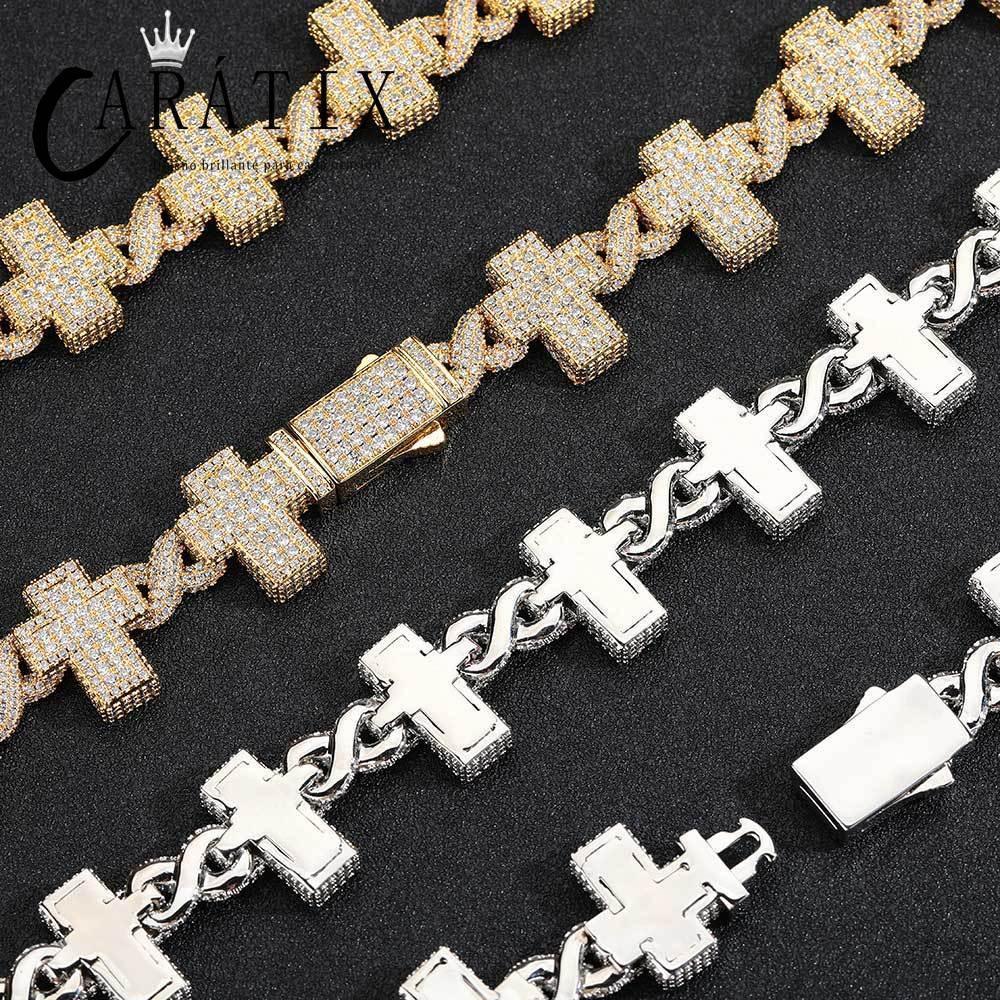CARÁTIX – 17mm Infinity Cross Link Chain Necklace | Iced Out CZ Bling Hip Hop Jewelry for Men & Women, Rapper Street Style - CaratixJewelry