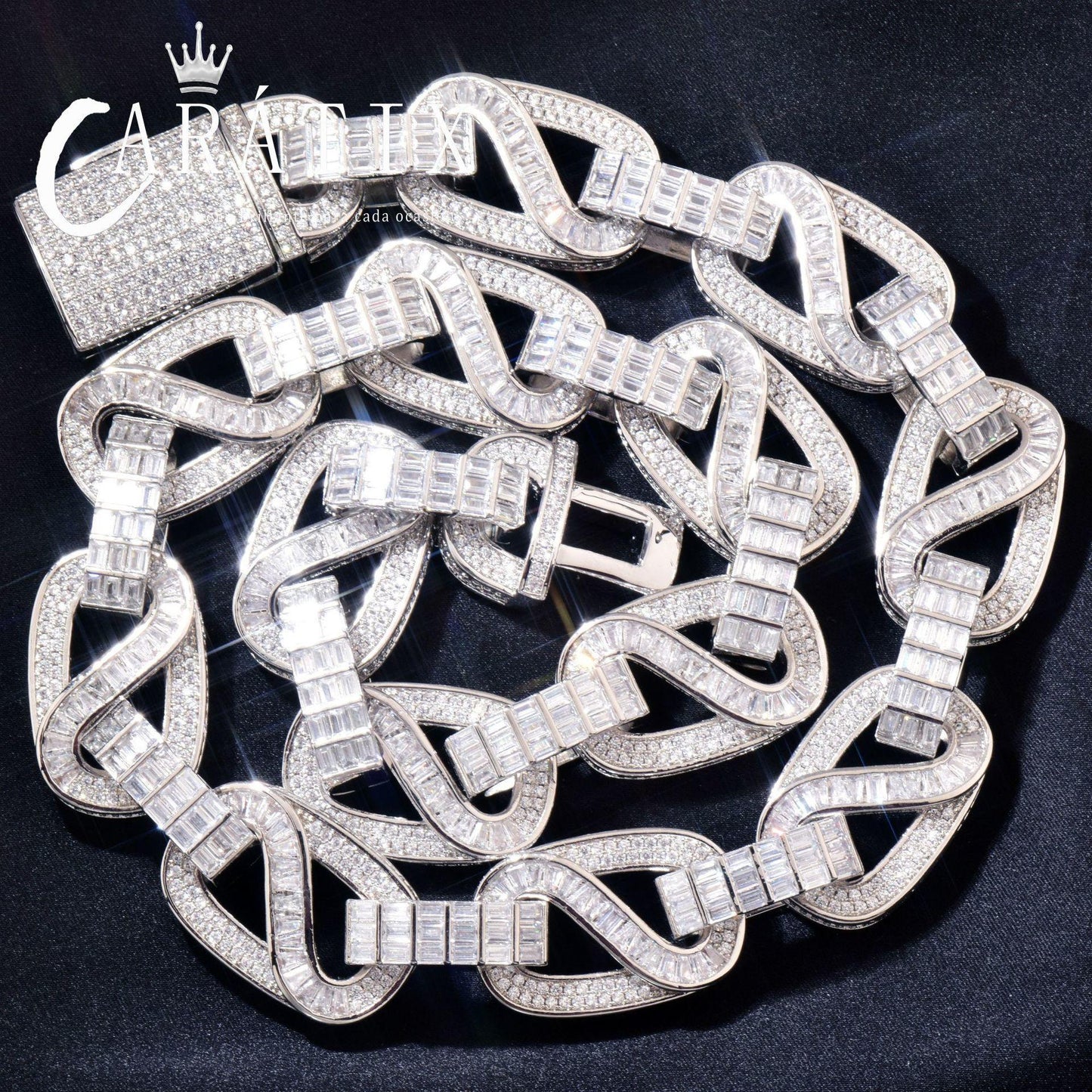 CARÁTIX 18mm / 20mm T Square Cuban Link Chain Necklace – Iced Out Hip Hop Jewelry for Men | Trendy Rapper Bracelet Style - CaratixJewelry