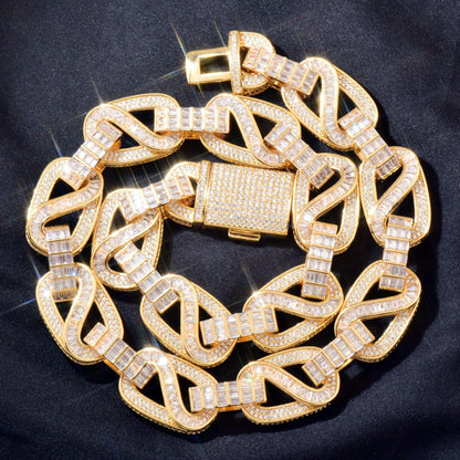 CARÁTIX 18mm / 20mm T Square Cuban Link Chain Necklace – Iced Out Hip Hop Jewelry for Men | Trendy Rapper Bracelet Style - CaratixJewelry