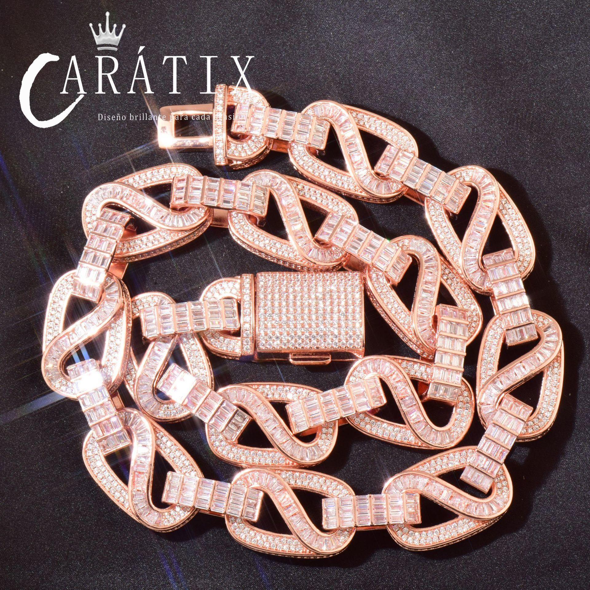 CARÁTIX 18mm / 20mm T Square Cuban Link Chain Necklace – Iced Out Hip Hop Jewelry for Men | Trendy Rapper Bracelet Style - CaratixJewelry
