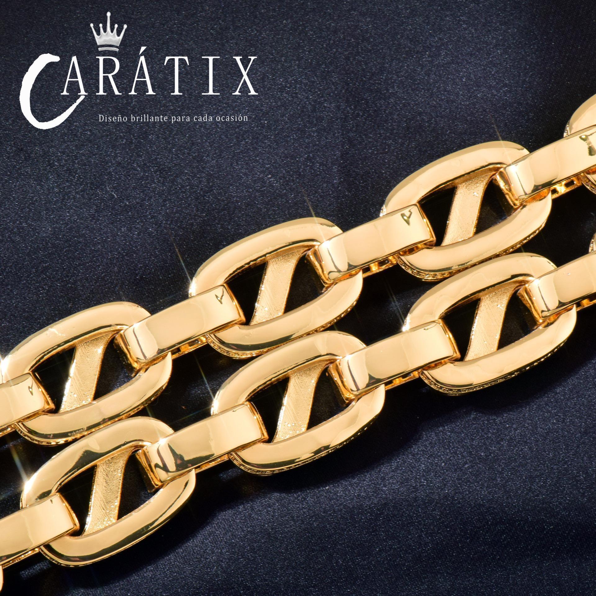 CARÁTIX 18mm / 20mm T Square Cuban Link Chain Necklace – Iced Out Hip Hop Jewelry for Men | Trendy Rapper Bracelet Style - CaratixJewelry