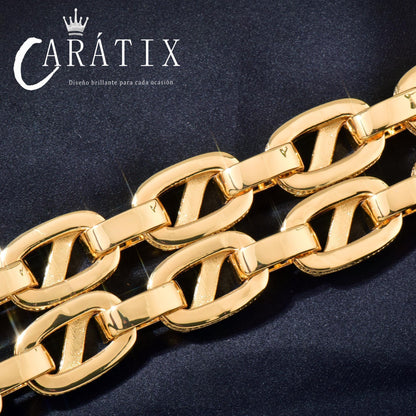 CARÁTIX 18mm / 20mm T Square Cuban Link Chain Necklace – Iced Out Hip Hop Jewelry for Men | Trendy Rapper Bracelet Style - CaratixJewelry