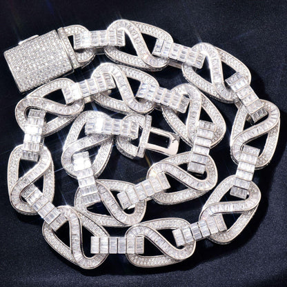 CARÁTIX 18mm / 20mm T Square Cuban Link Chain Necklace – Iced Out Hip Hop Jewelry for Men | Trendy Rapper Bracelet Style - CaratixJewelry